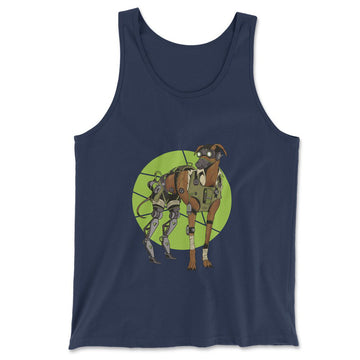 Cyber Greyhound Dog Men/Unisex Tank in Navy color